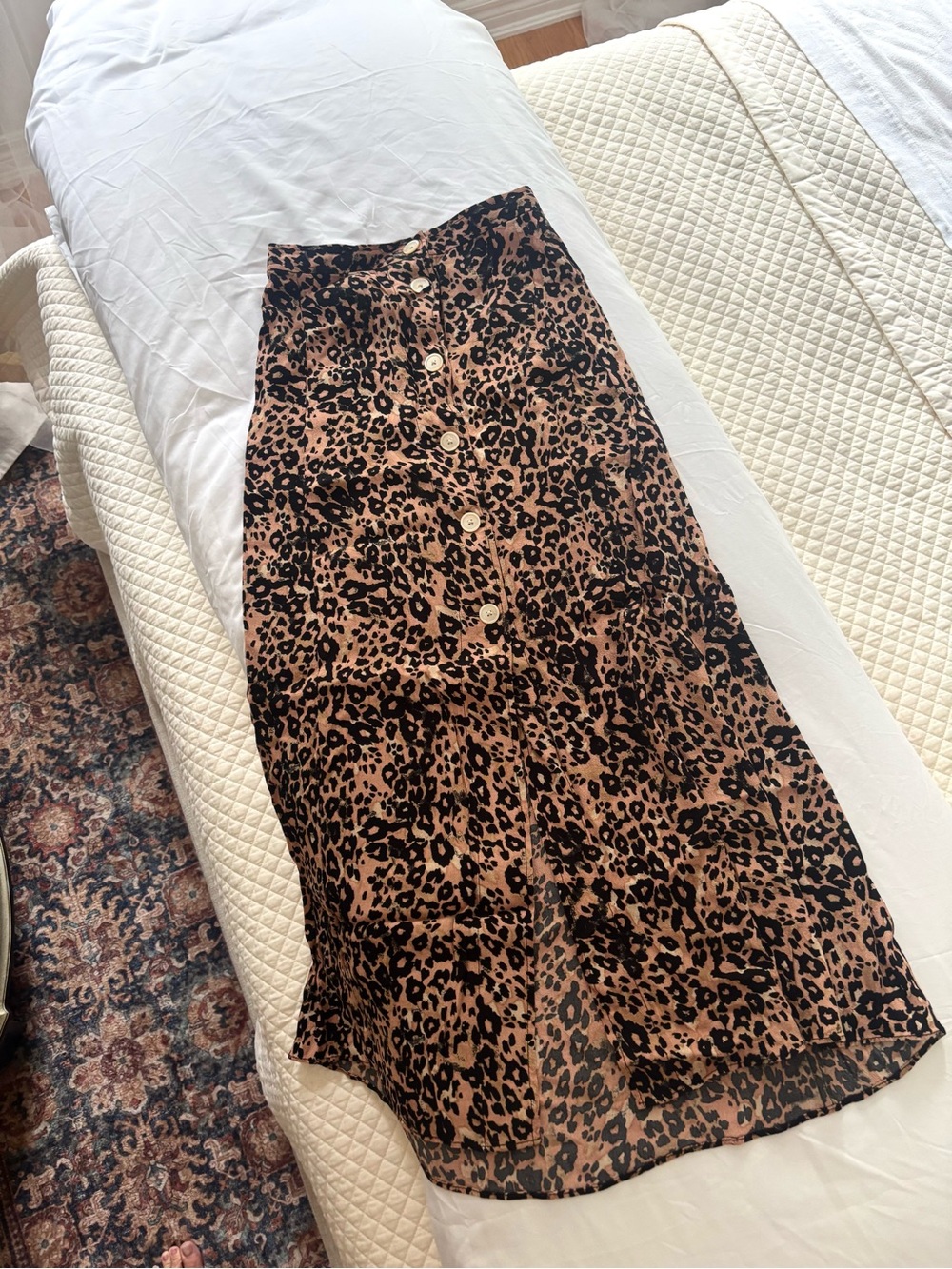Wilfred Leopard-Print Button-Front Midi Skirt - Brown/Black